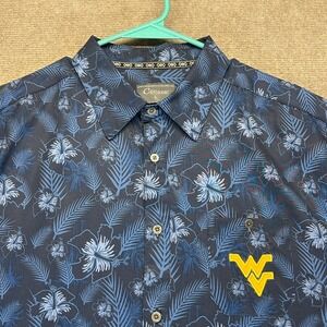 West Virginia Mountaineers Hawaiian Shirt Men's Large Short Sleeve Floral Button